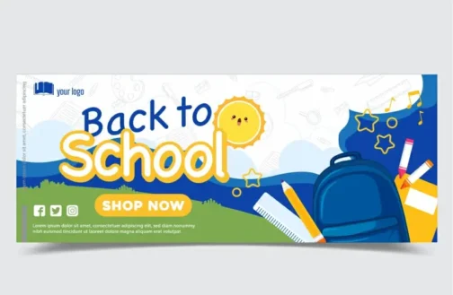 back to school banner template horizontal school elements