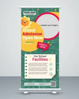 back to school banner template modern roll up design