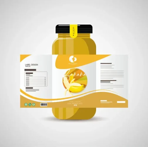 bottle label package template banana sketch modern elegant design