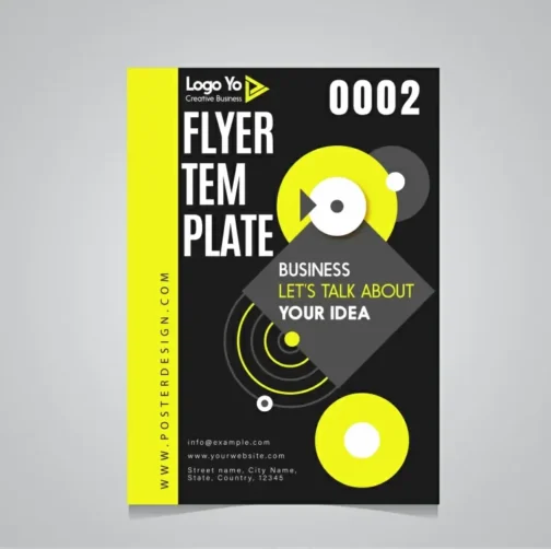 business flyer template flat contrast geometry