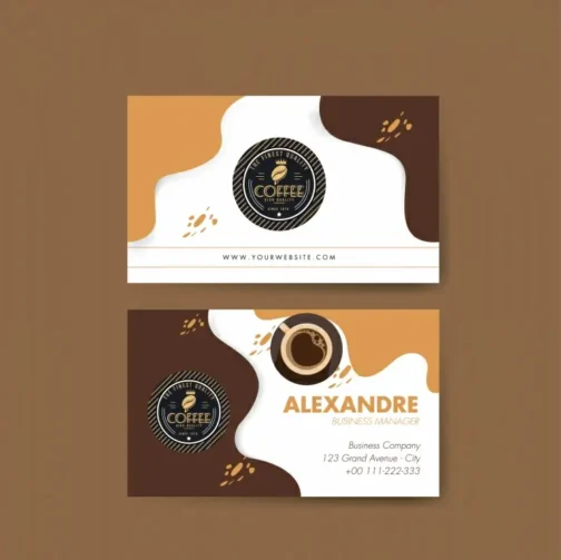 coffee business card template dynamic flat curves cup stains