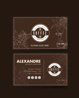 coffee business card template flat dark hand drawn classic