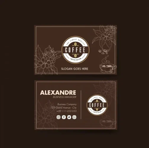 coffee business card template flat dark hand drawn classic