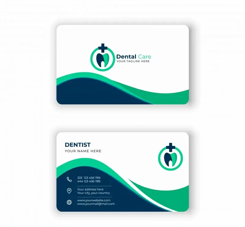 dental care business card template elegant curves design