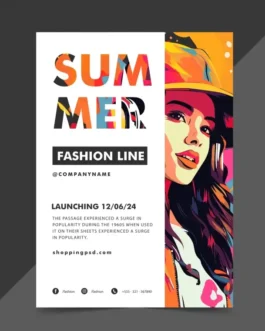 fashion flyer template cartoon lady face