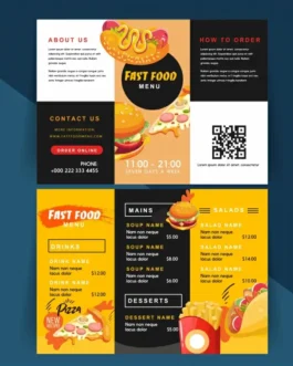 fast food brochure template elegant trifold contrast