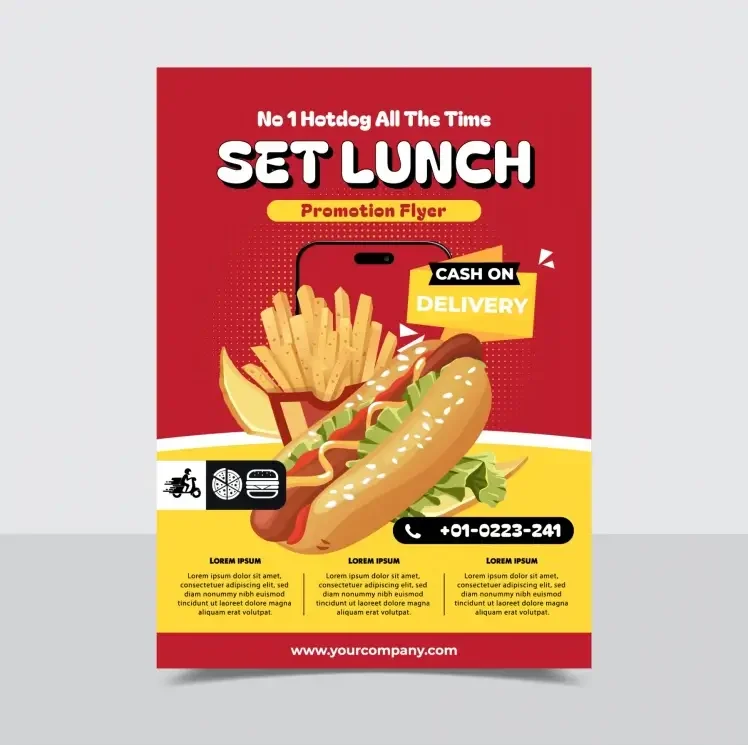 fast food flyer template delicious hotdog chips