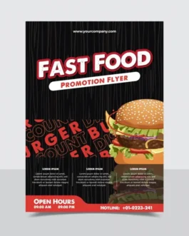 fast food flyer template modern dark humburger reflection