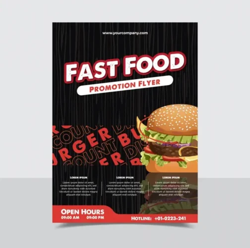 fast food flyer template modern dark humburger reflection