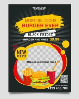 fast food restaurant flyer template elegant contrast grunge