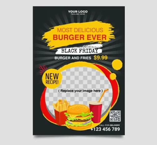 fast food restaurant flyer template elegant contrast grunge