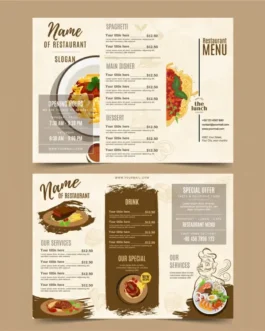 food menu tri fold brochure template elegant flat classic