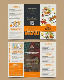 food menu tri fold brochure template flat cuisines layout