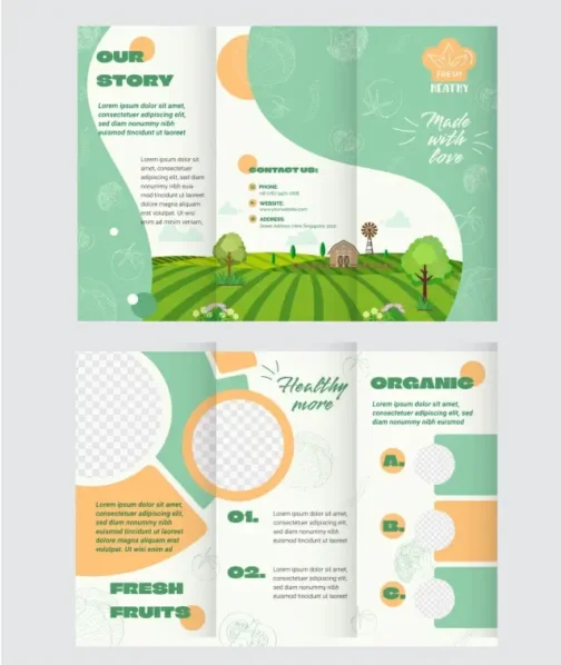 healthy life tri fold brochure template elegant rural scene