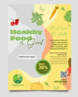 heathy food flyer template dynamic food elements checkered