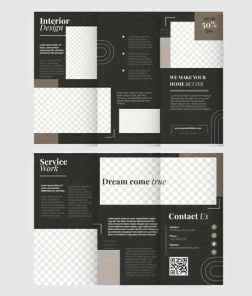 interior brochure template elegant contrast checkered