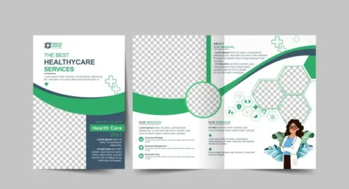 medical brochure template elegant modern checkered geometry