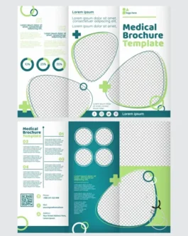 medical brochure template elegant trifold checkered shapes