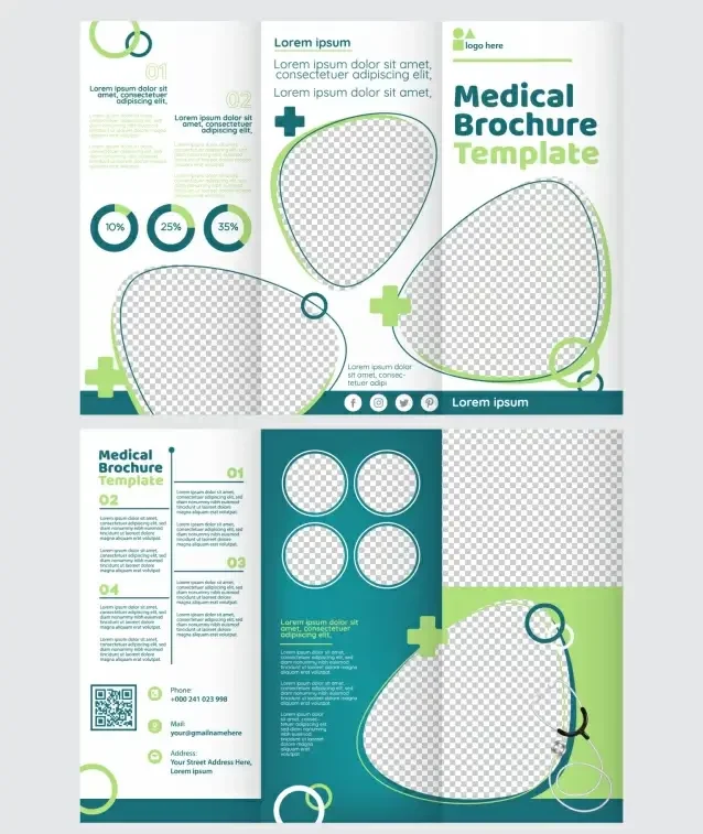 medical brochure template elegant trifold checkered shapes