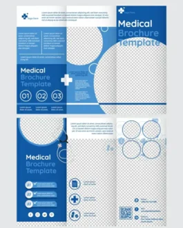 medical brochure template flat checkered shapes