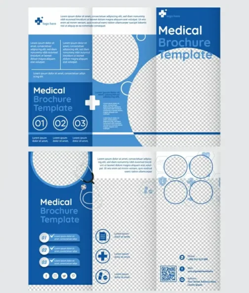 medical brochure template flat checkered shapes