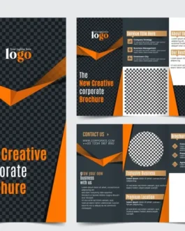 modern business brochure template dark 3d shapes