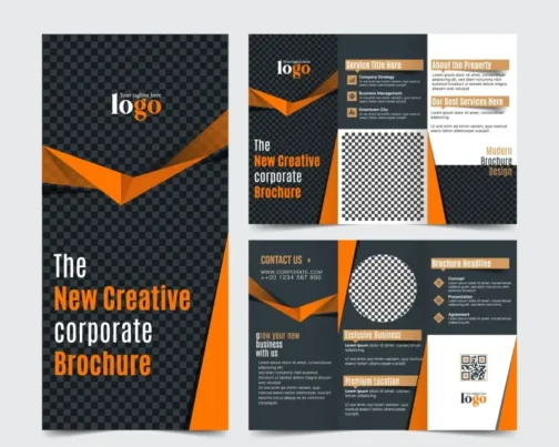 modern business brochure template dark 3d shapes