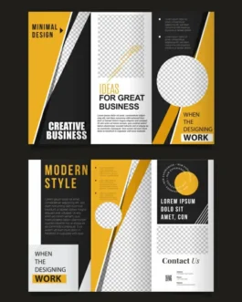 modern business brochure templates contrast geometric checkered trifold