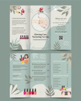 nail spa brochure template elegant cartoon trifold design