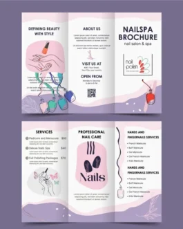 nail spa brochure template tri fold hand drawn