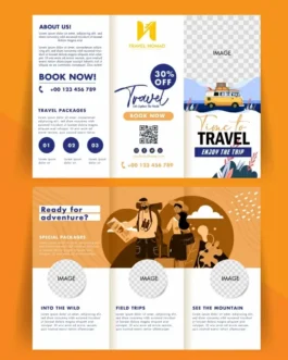 traveling brochure template cartoon trifold