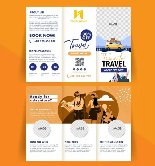 traveling brochure template cartoon trifold