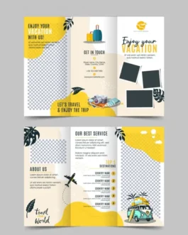 traveling brochure templates trifold checkered travel elements