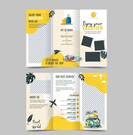 traveling brochure templates trifold checkered travel elements