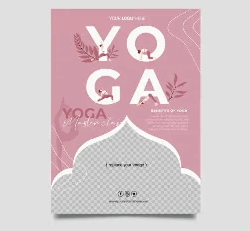 yoga retreat flyer template flat dynamic oriental elements